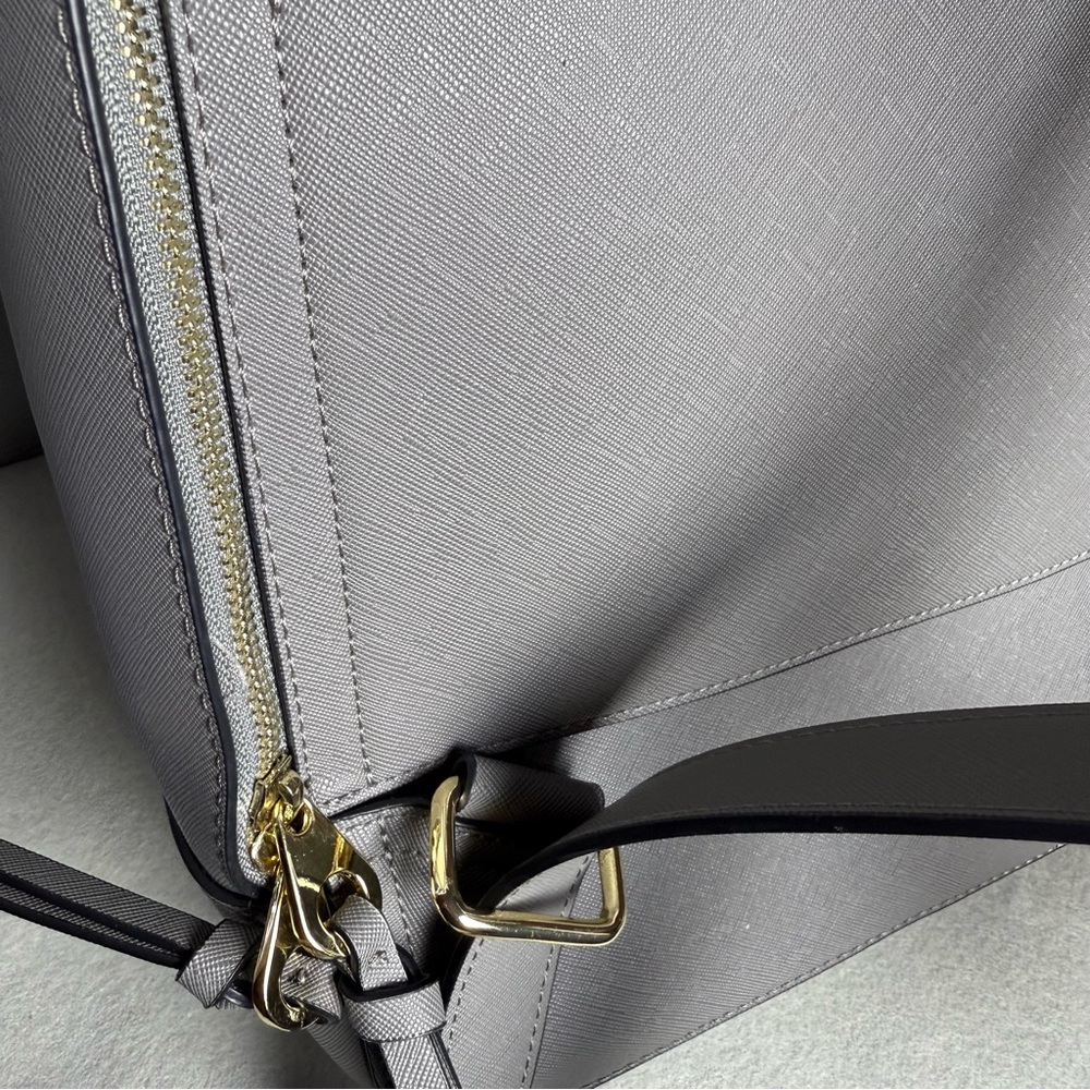 Calpak Womens Kaya Dark Gray Taupe Faux Leather Adjustable Strap Laptop Backpack - Picture 6 of 15